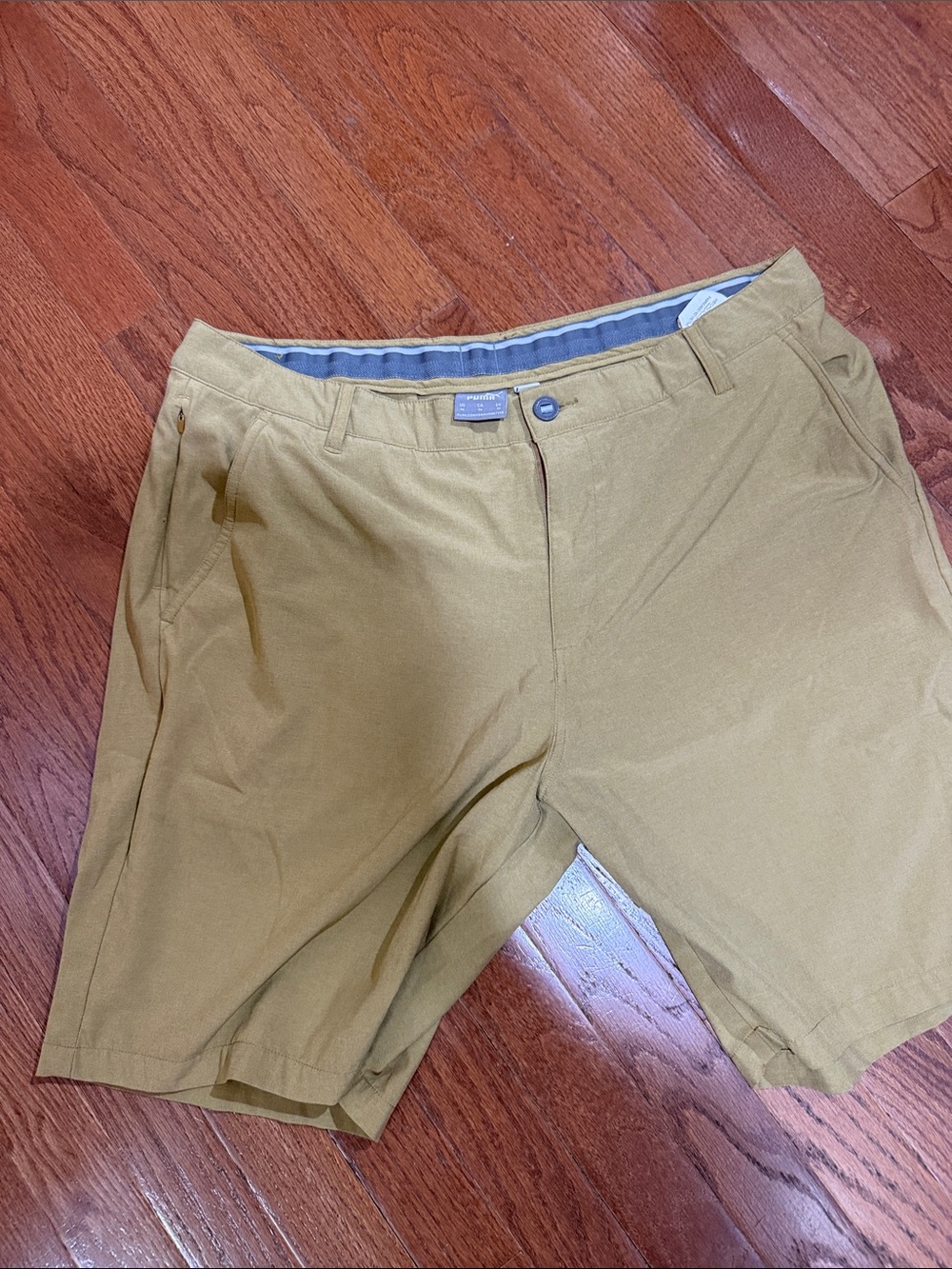 Puma Men's Olive-Tan Flat Front Chino Shorts